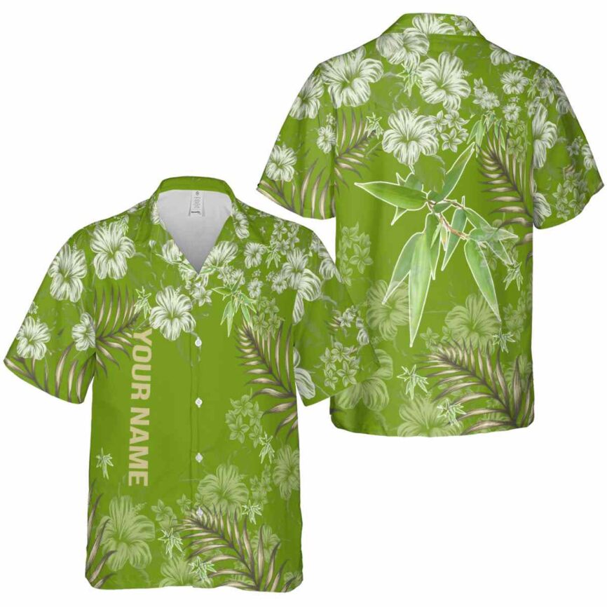 Customized Bamboo Hibiscus Pattern Hawaiian Shirt Premium grade