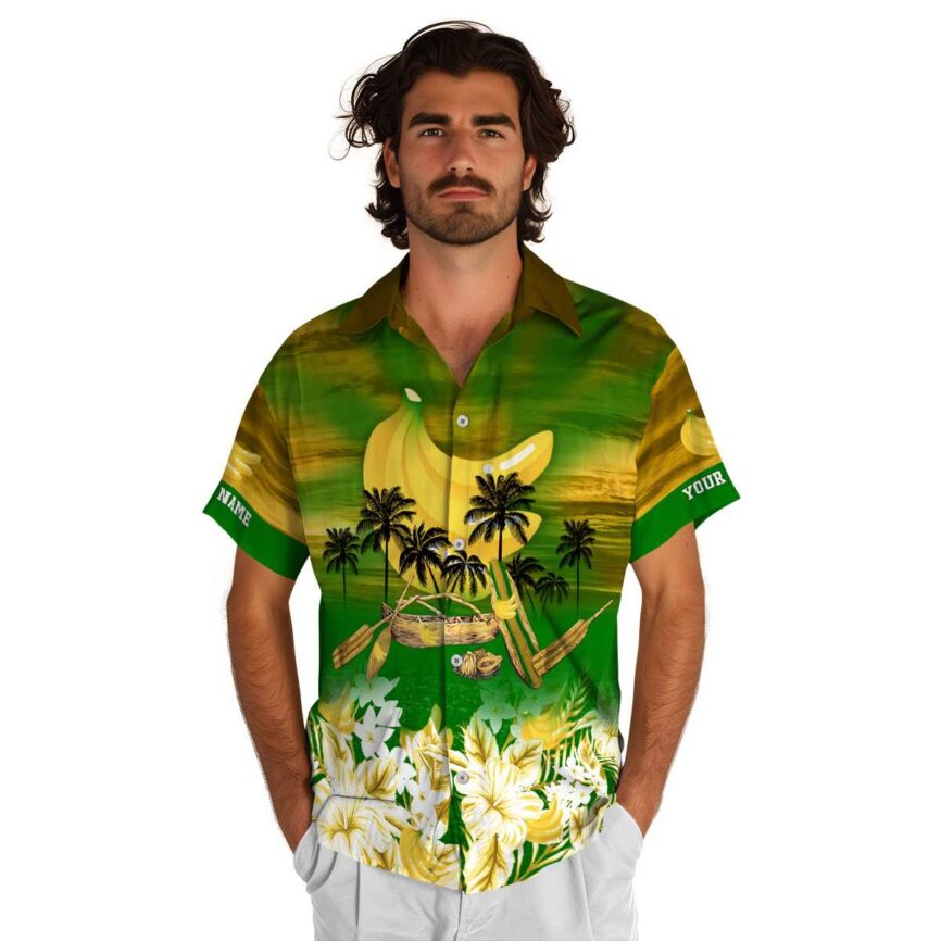 Customized Banana Sunset Beach Canoe Hawaiian Shirt New Arrival