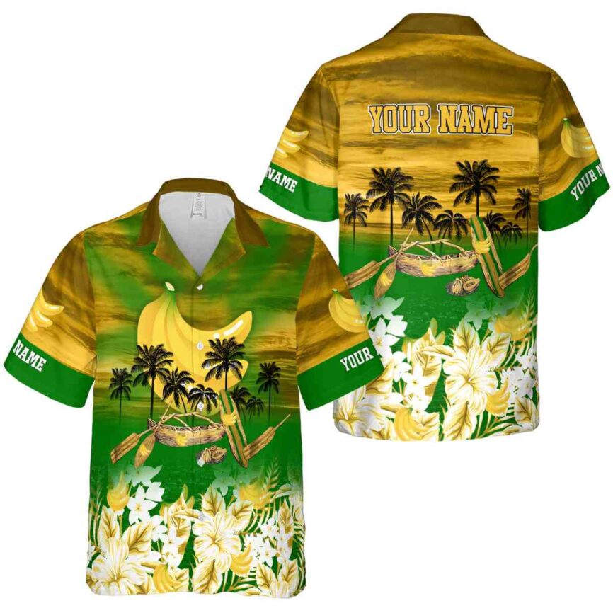 Customized Banana Sunset Beach Canoe Hawaiian Shirt Premium grade