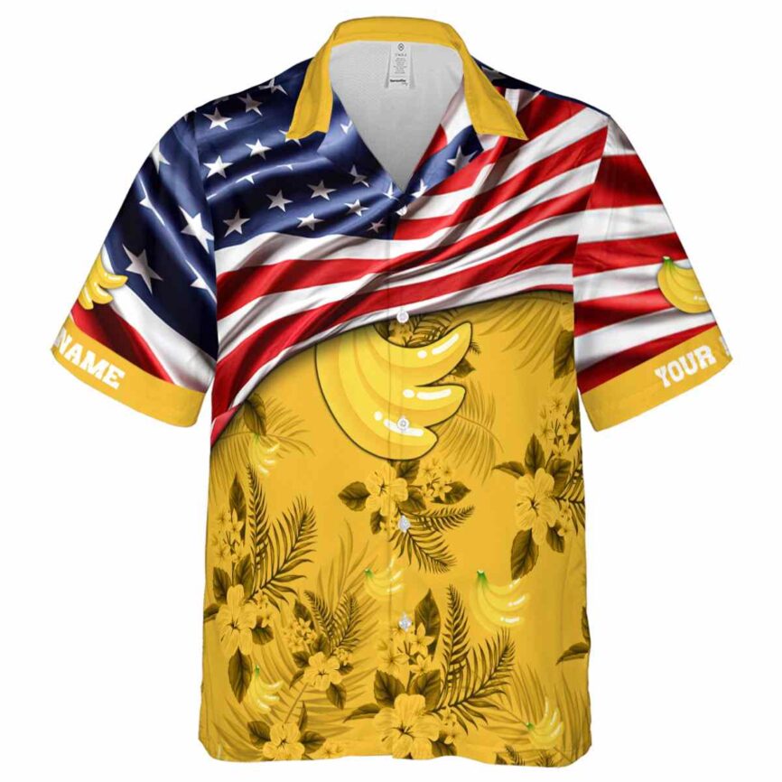 Customized Banana US Flag Themed Hawaiian Shirt Fashion forward