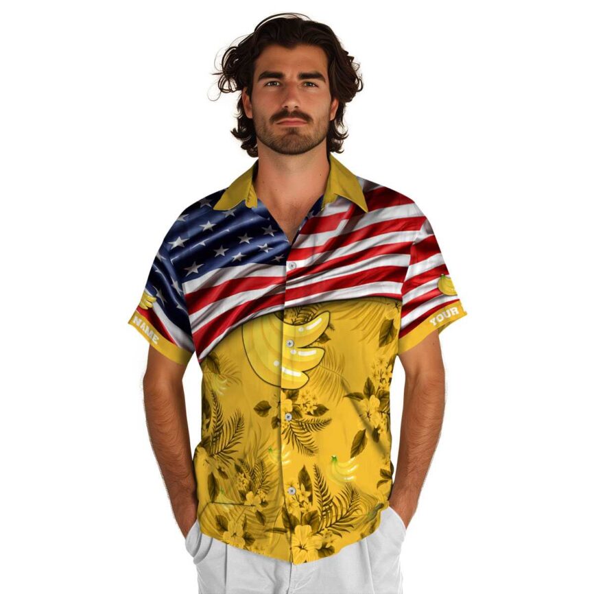 Customized Banana US Flag Themed Hawaiian Shirt New Arrival