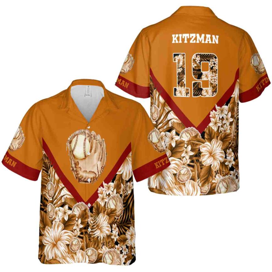 Customized Baseball Bold Floral Number Hawaiian Shirt Premium grade