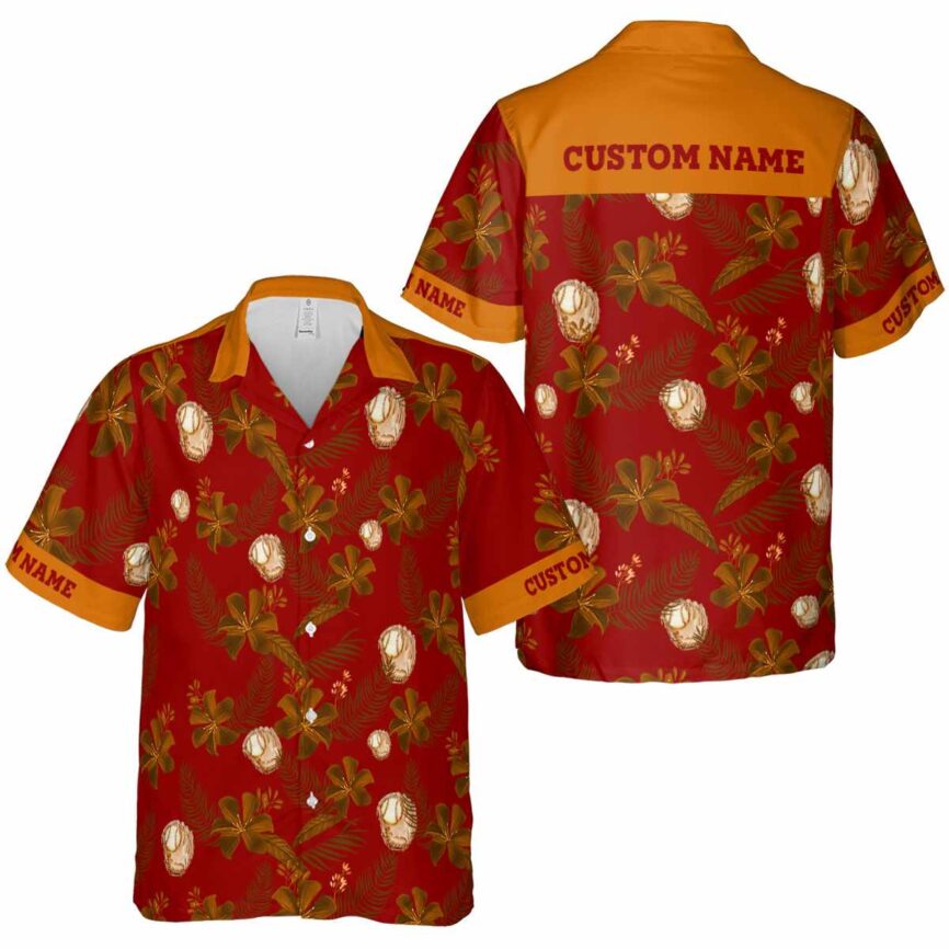 Customized Baseball Tropical Flower Hawaiian Shirt Premium grade