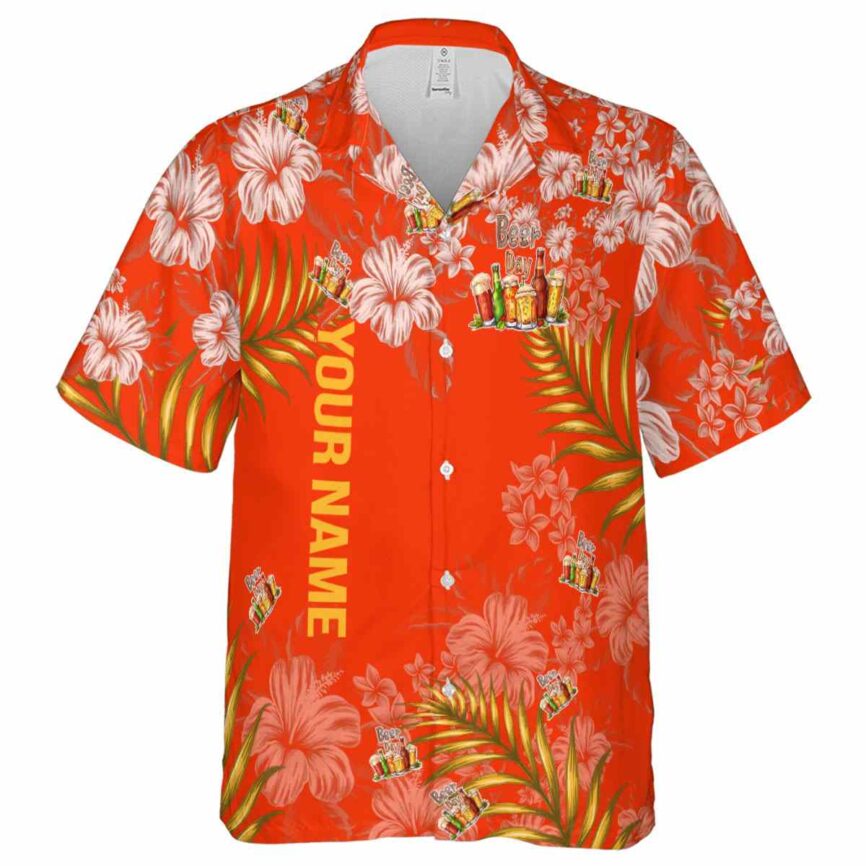 Customized Beer Hibiscus Pattern Hawaiian Shirt Fashion forward