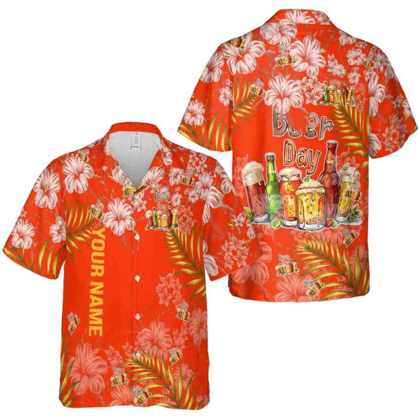 Customized Beer Hibiscus Pattern Hawaiian Shirt Premium grade