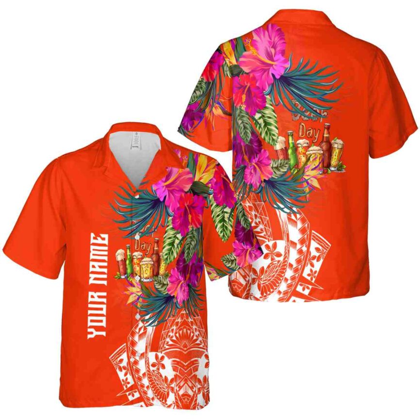 Customized Beer Polynesian Flowers Hawaiian Shirt Premium grade