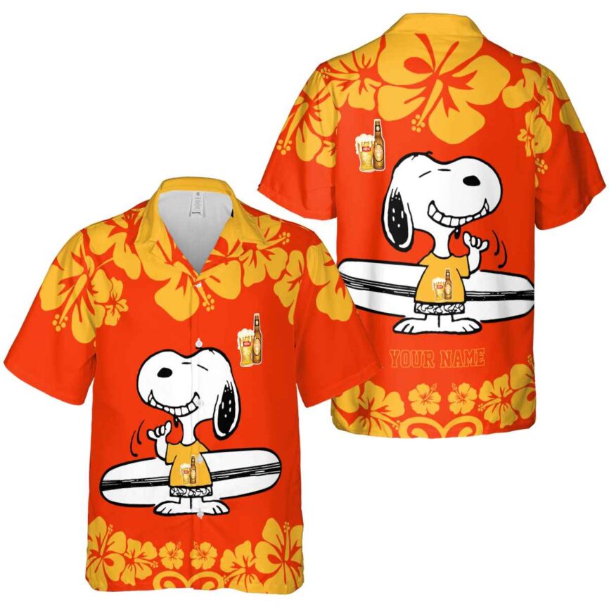 Customized Beer Surfing Snoopy Hawaiian Shirt Premium grade