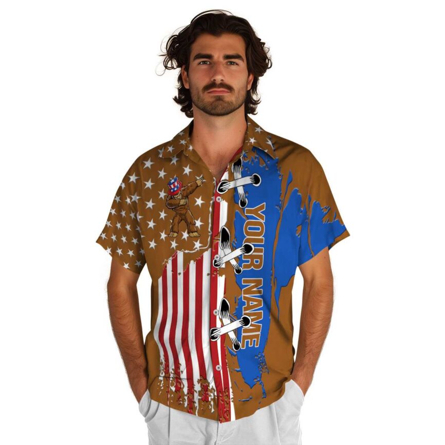 Customized Bigfoot Flag Stitches Hawaiian Shirt New Arrival