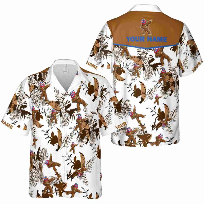 Customized Bigfoot Leafy Accents Hawaiian Shirt Premium grade