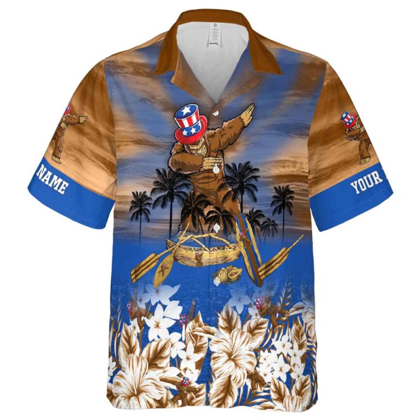 Customized Bigfoot Sunset Beach Canoe Hawaiian Shirt Fashion forward