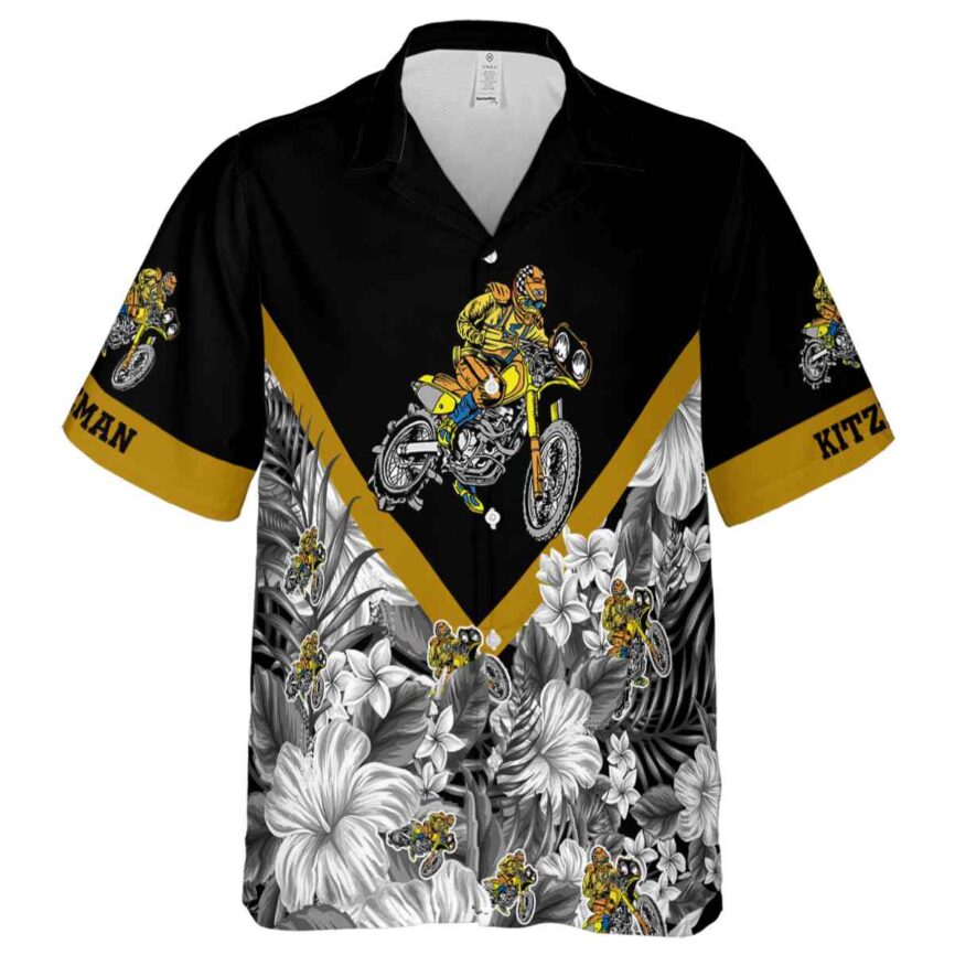 Customized Biker Bold Floral Number Hawaiian Shirt Fashion forward