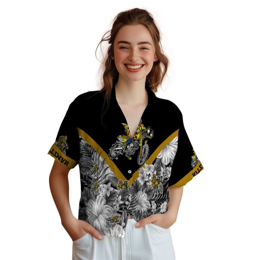 Customized Biker Bold Floral Number Hawaiian Shirt Top rated