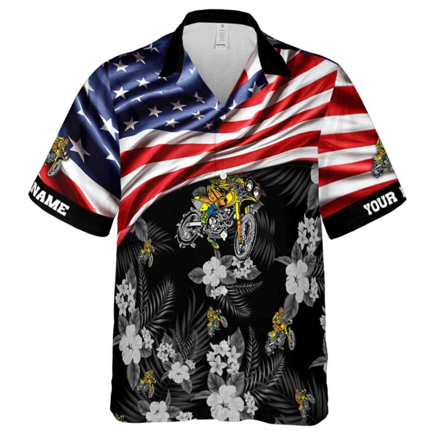 Customized Biker US Flag Themed Hawaiian Shirt Fashion forward