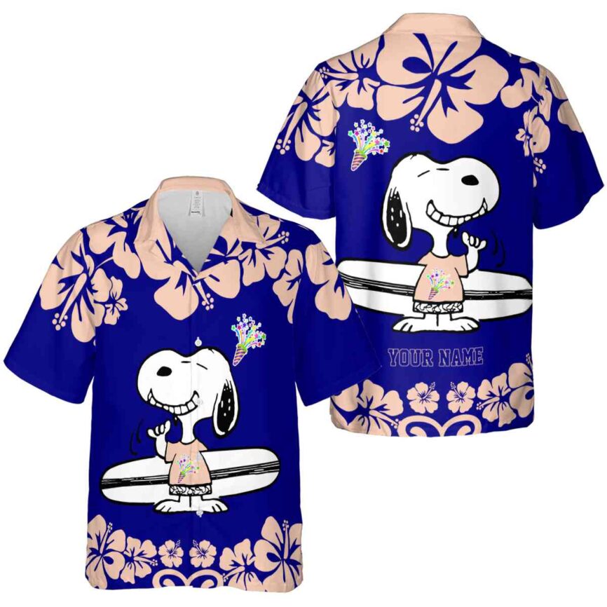 Customized Birthday Surfing Snoopy Hawaiian Shirt Premium grade