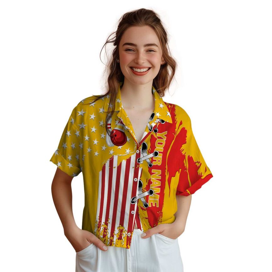 Customized Bowling Flag Stitches Hawaiian Shirt Top rated