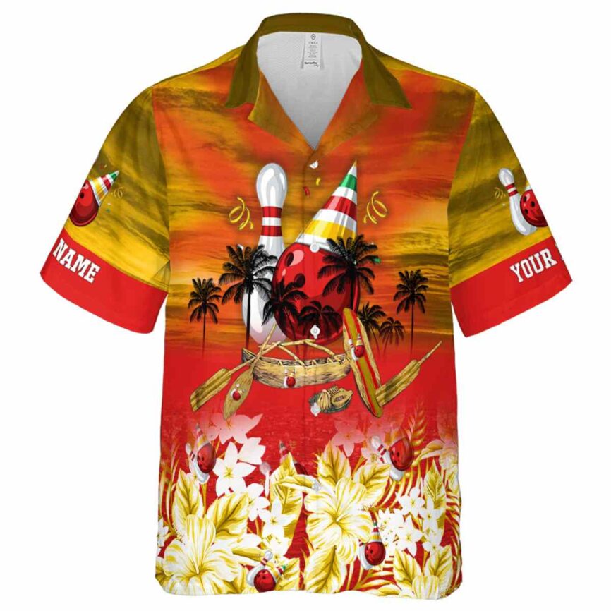 Customized Bowling Sunset Beach Canoe Hawaiian Shirt Fashion forward