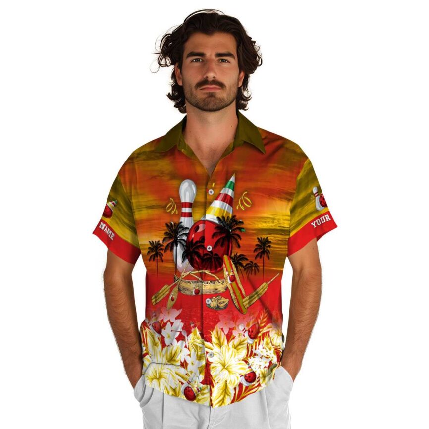 Customized Bowling Sunset Beach Canoe Hawaiian Shirt New Arrival