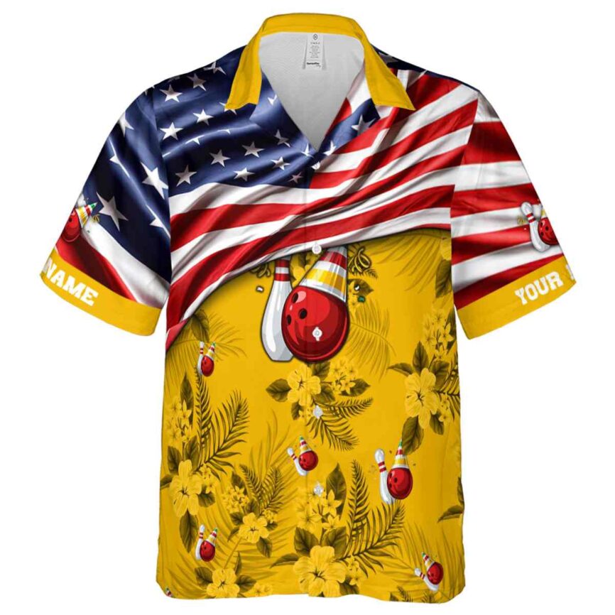 Customized Bowling US Flag Themed Hawaiian Shirt Fashion forward