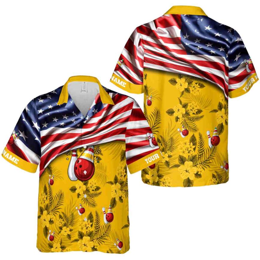 Customized Bowling US Flag Themed Hawaiian Shirt Premium grade