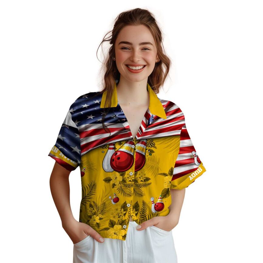 Customized Bowling US Flag Themed Hawaiian Shirt Top rated