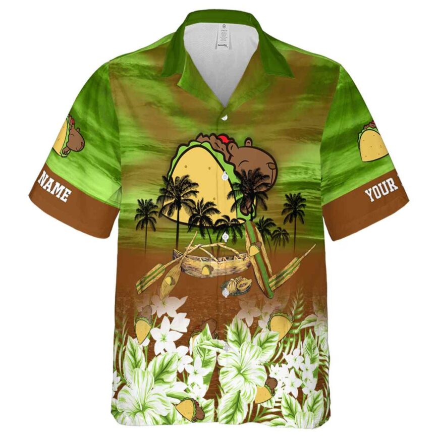 Customized Capybara Sunset Beach Canoe Hawaiian Shirt Fashion forward