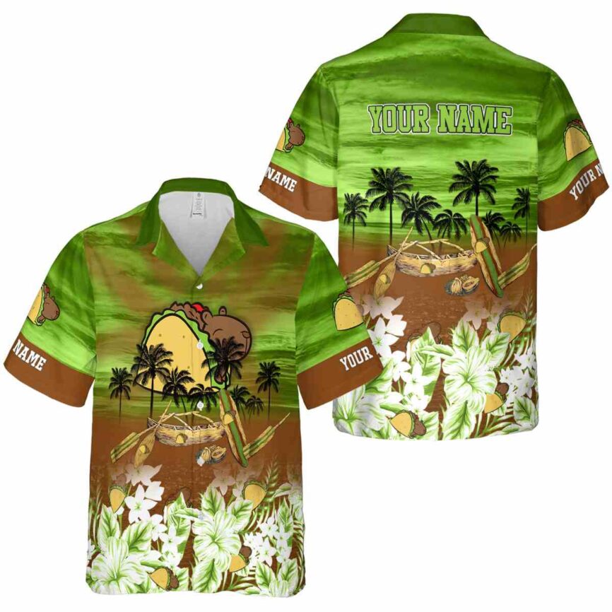 Customized Capybara Sunset Beach Canoe Hawaiian Shirt Premium grade