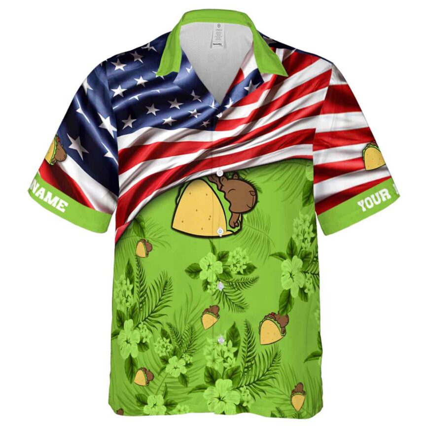 Customized Capybara US Flag Themed Hawaiian Shirt Fashion forward