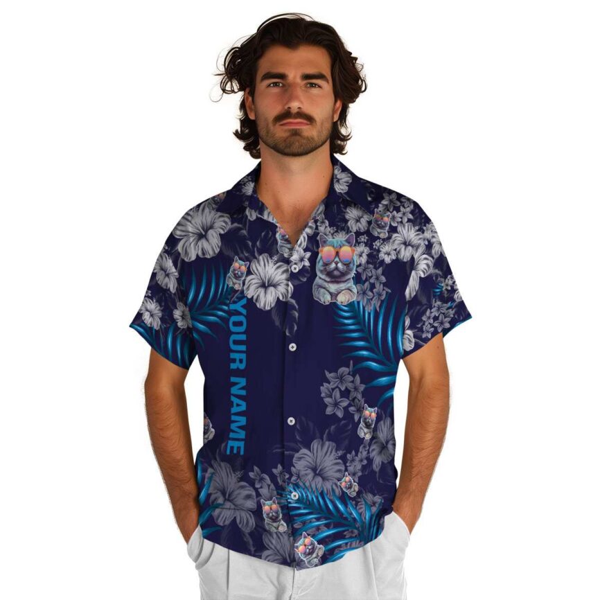 Customized Cat Hibiscus Pattern Hawaiian Shirt New Arrival