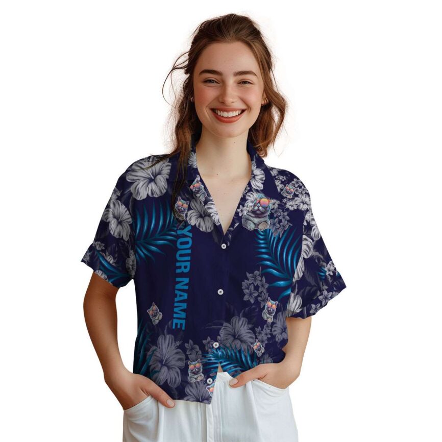 Customized Cat Hibiscus Pattern Hawaiian Shirt Top rated