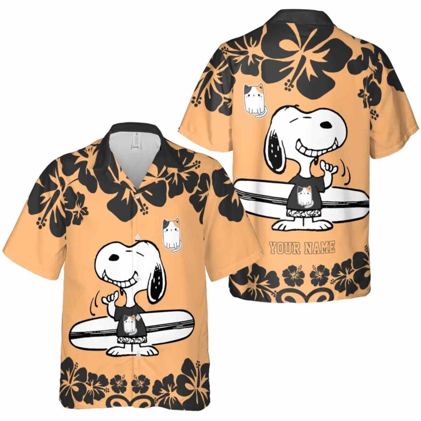 Customized Cat Surfing Snoopy Hawaiian Shirt Premium grade