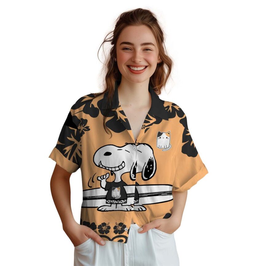 Customized Cat Surfing Snoopy Hawaiian Shirt Top rated