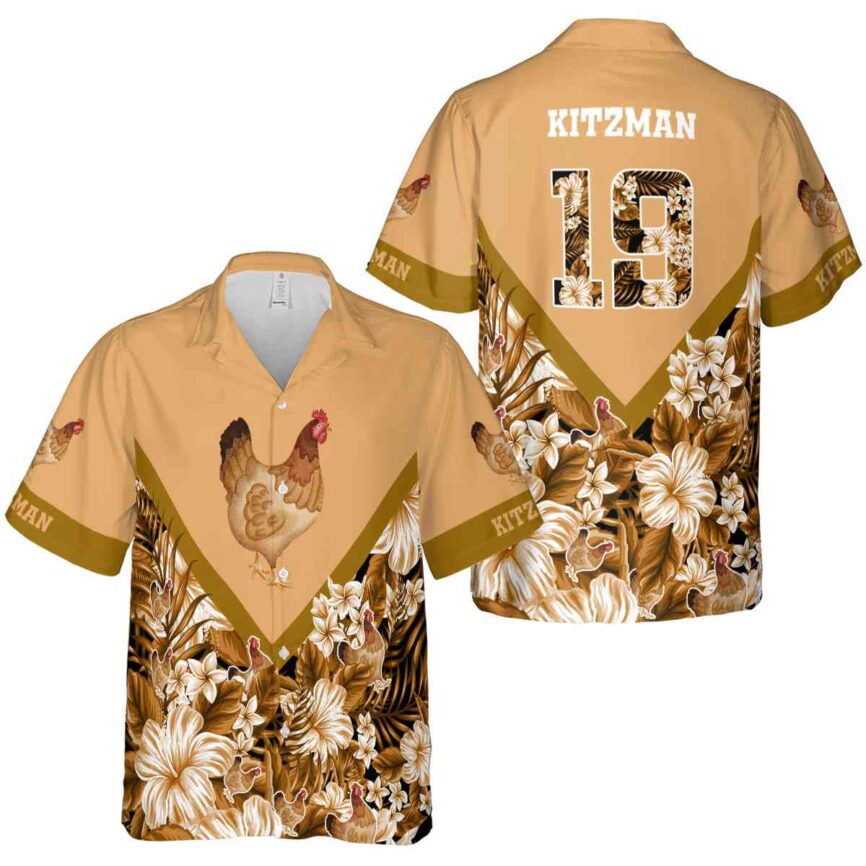 Customized Chicken Bold Floral Number Hawaiian Shirt Premium grade