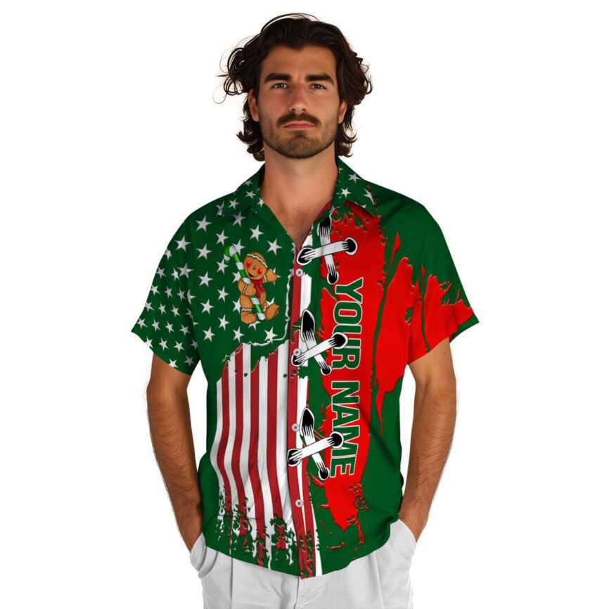 Customized Christmas Flag Stitches Hawaiian Shirt New Arrival