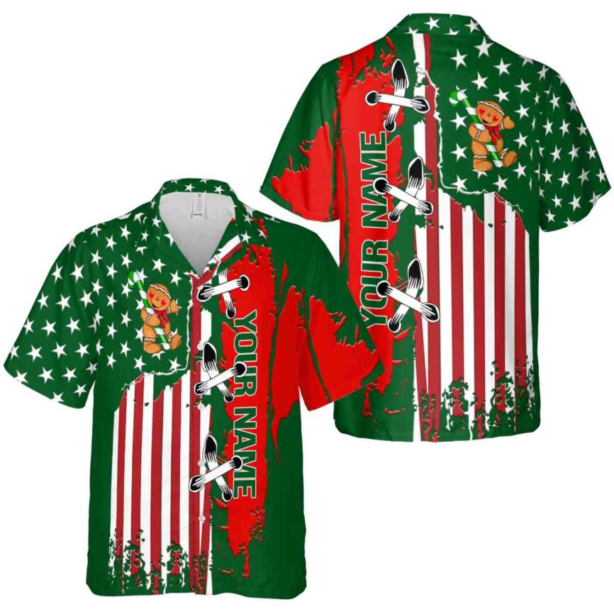 Customized Christmas Flag Stitches Hawaiian Shirt Premium grade