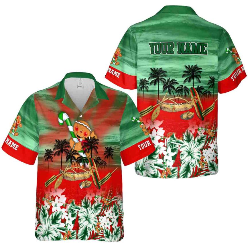 Customized Christmas Sunset Beach Canoe Hawaiian Shirt Premium grade