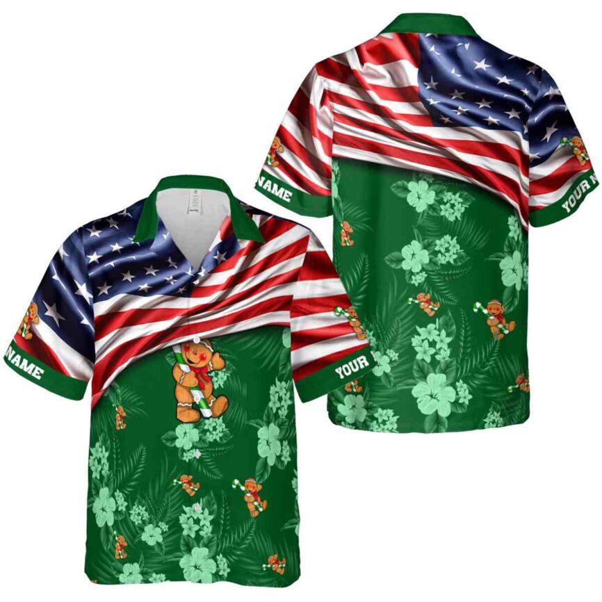 Customized Christmas US Flag Themed Hawaiian Shirt Premium grade