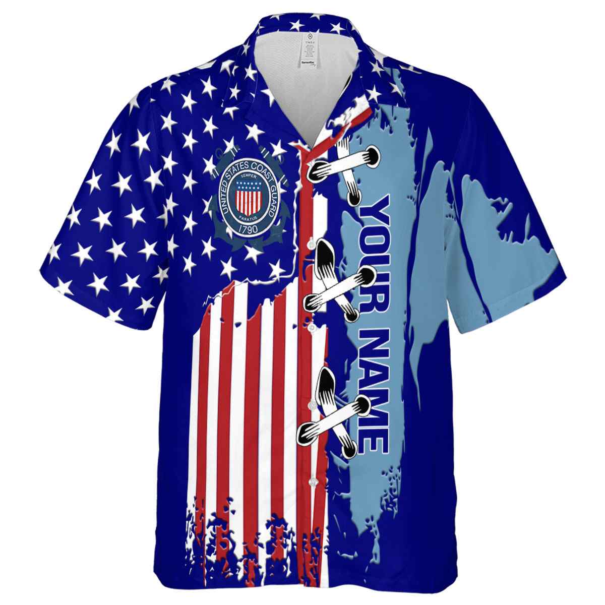 Customized Coast Guard Flag Stitches Hawaiian Shirt Fashion forward Customized Coast Guard Flag Stitches Hawaiian Shirt Fashion forward