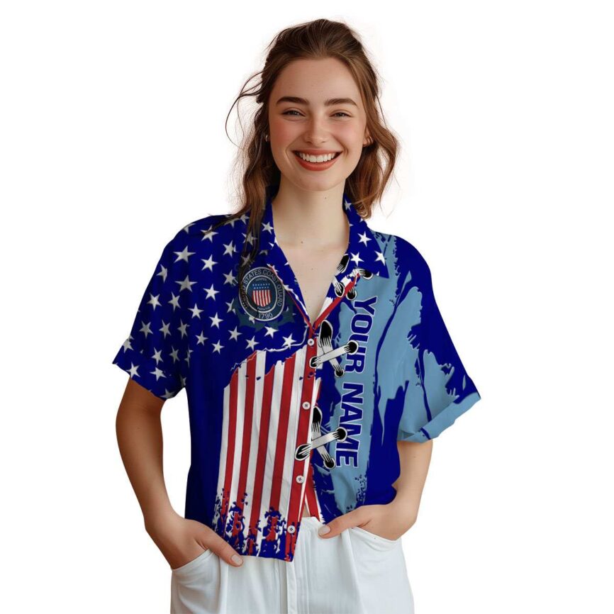 Customized Coast Guard Flag Stitches Hawaiian Shirt Top rated