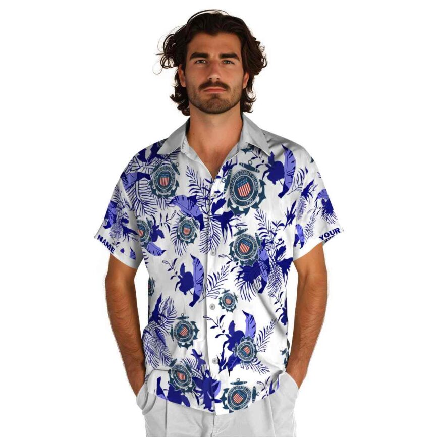 Customized Coast Guard Leafy Accents Hawaiian Shirt New Arrival