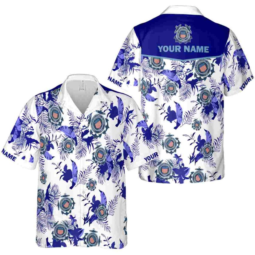 Customized Coast Guard Leafy Accents Hawaiian Shirt Premium grade