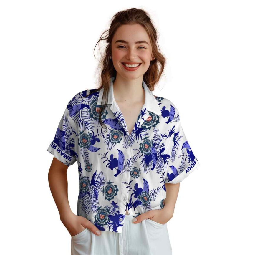 Customized Coast Guard Leafy Accents Hawaiian Shirt Top rated
