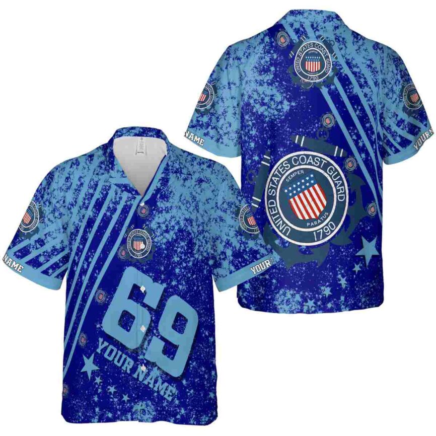 Customized Coast Guard Stripe Burst Hawaiian Shirt Premium grade