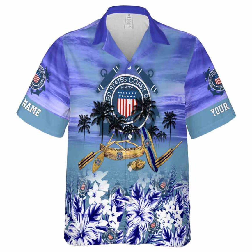 Customized Coast Guard Sunset Beach Canoe Hawaiian Shirt Fashion forward