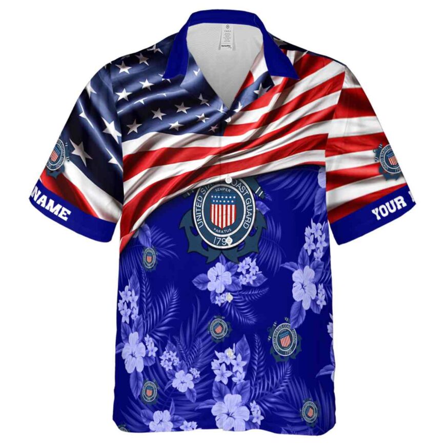 Customized Coast Guard US Flag Themed Hawaiian Shirt Fashion forward