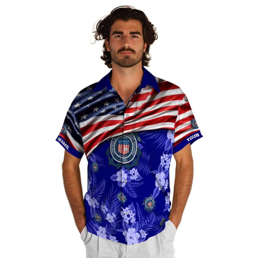 Customized Coast Guard US Flag Themed Hawaiian Shirt New Arrival