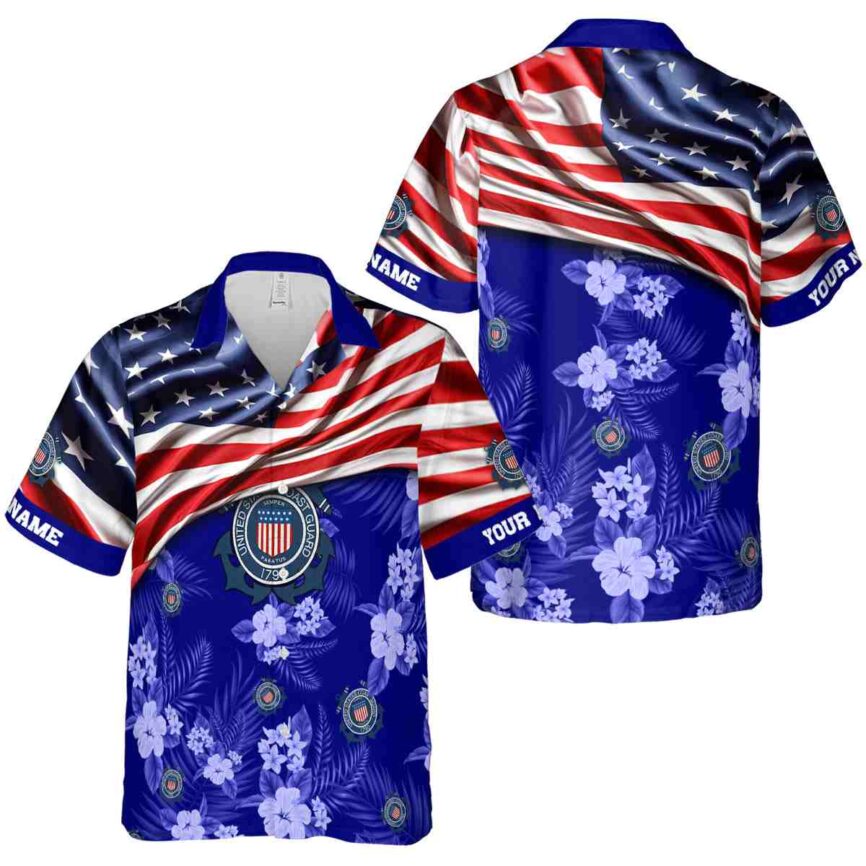 Customized Coast Guard US Flag Themed Hawaiian Shirt Premium grade