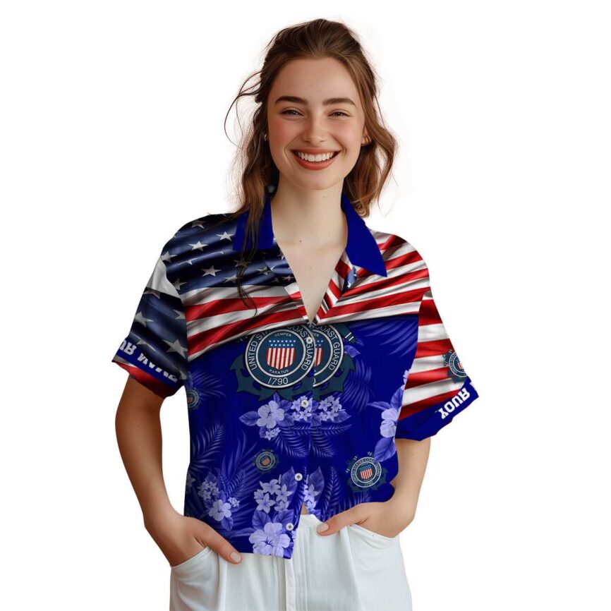 Customized Coast Guard US Flag Themed Hawaiian Shirt Top rated