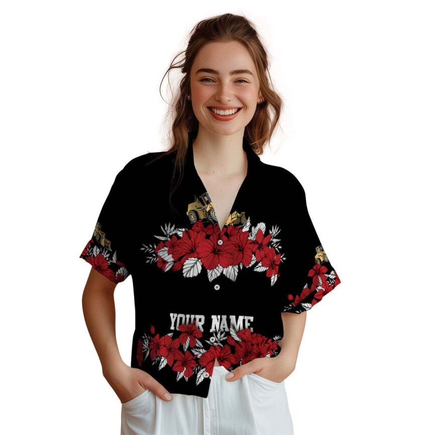 Customized Construction Hibiscus Band Hawaiian Shirt Top rated