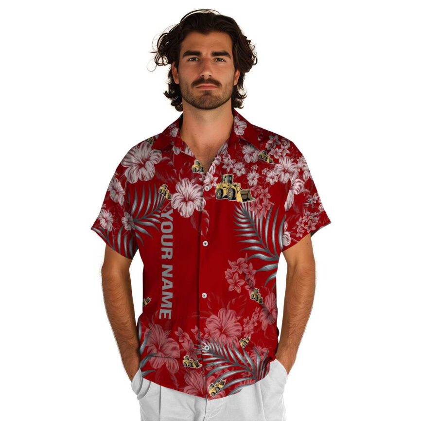 Customized Construction Hibiscus Pattern Hawaiian Shirt New Arrival