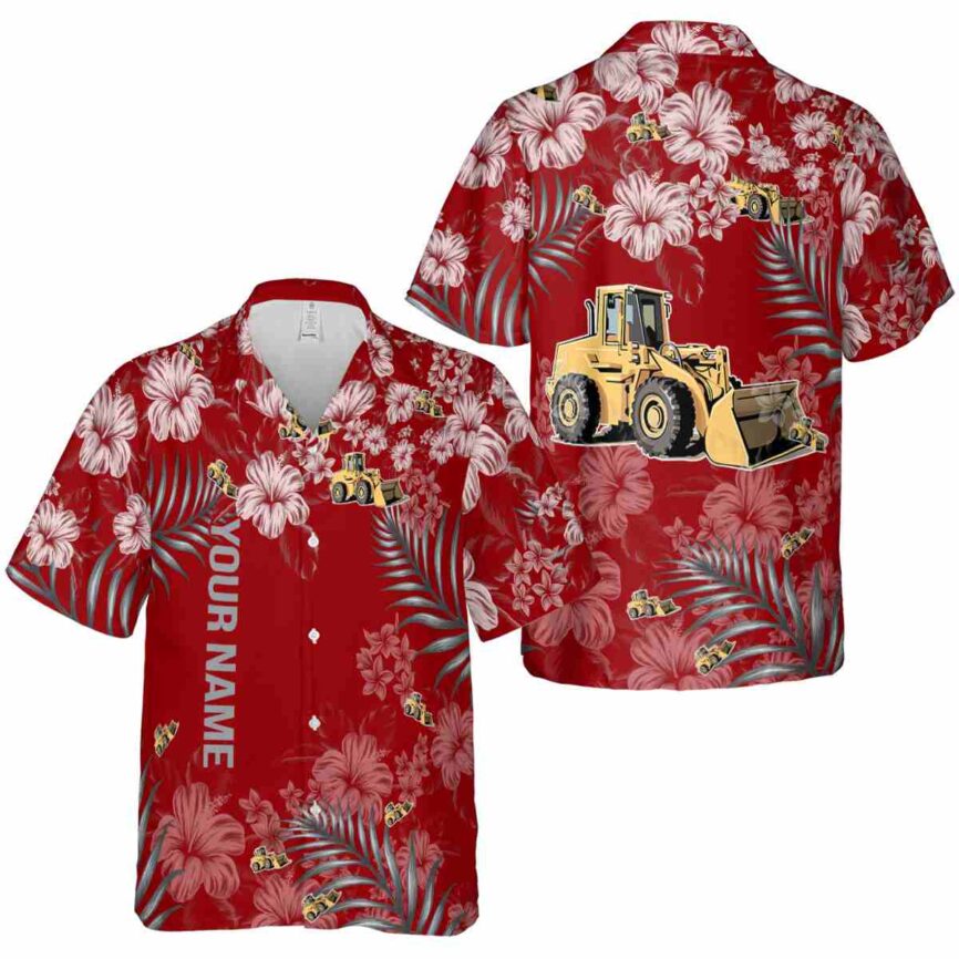 Customized Construction Hibiscus Pattern Hawaiian Shirt Premium grade